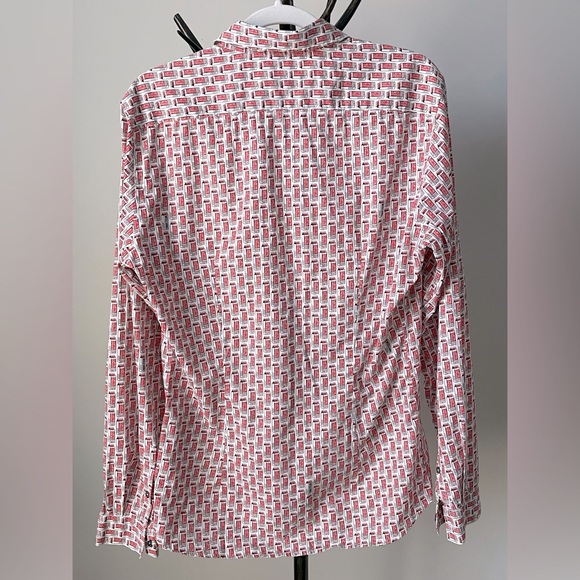 Moschino Men’s Button Up Red on White "LATTE FRESCO" Motive Shirt Size 39/15.5 - Picture 5 of 6